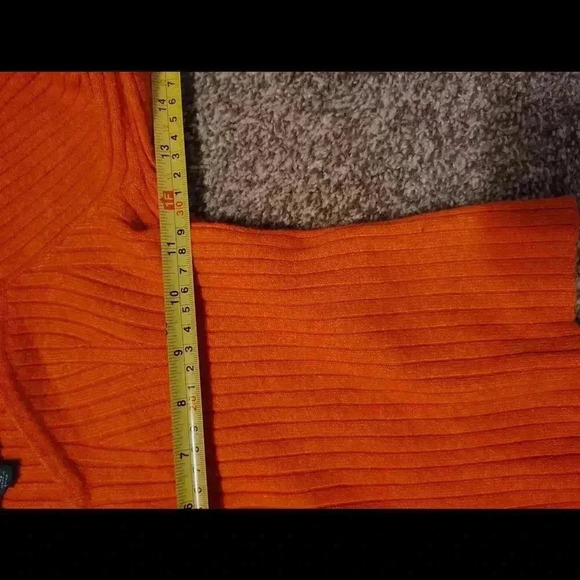 XS Wild Fable Women Ribbed sweater sweetheart Crop Orange - Picture 5 of 8